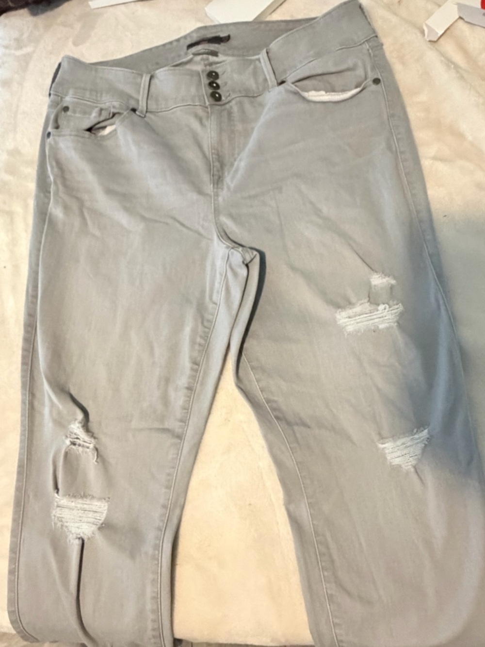 torrid Light Gray Distressed Boyfriend Jeans
